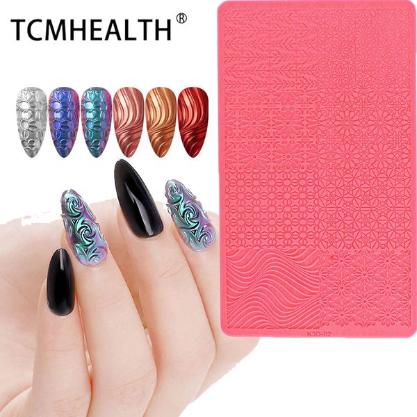 Mix Nail Art Silikon Druckvorlagen Nagelform 3D Soft Carving Skulptur Stanzschablonen Relief Dekoration Maniküre Werkzeug