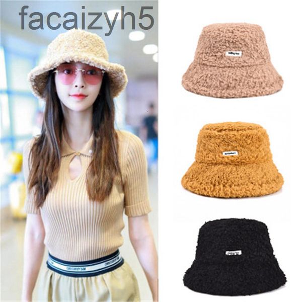 

ball caps designer baby star same fisherman's hat women's autumn and winter lamb plush casual versatile warm thickened basin hat, Blue;gray