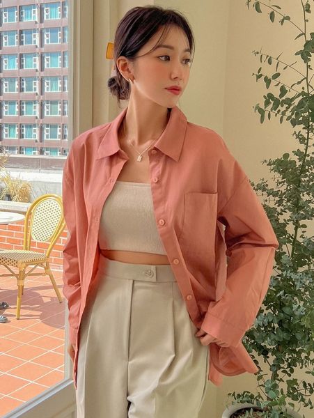 

dazy pocket front drop shoulder blouse 53am#, White
