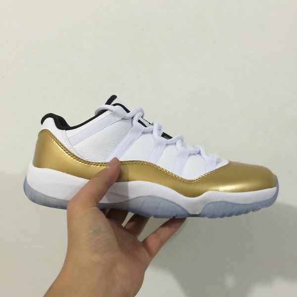 

shoes 11 low closing ceremony white/metallic gold coin-black 11s sneakers
