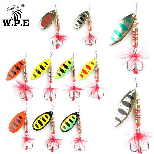 WPE Brand Spinner Lure 1pcs 65g10g135g 22 Color com colher de metal de gancho agulha isca de pesca dura de pesca de pesca de pesca 220726