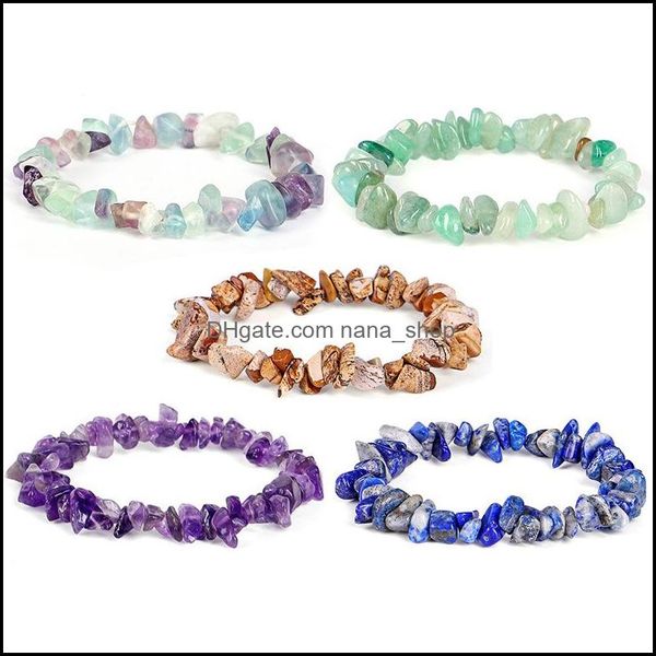 

beaded strands bracelets jewelry irregar chips natural stone beaded bracelet for women girls asymmetry beads crystal quartz gravel stretch, Black