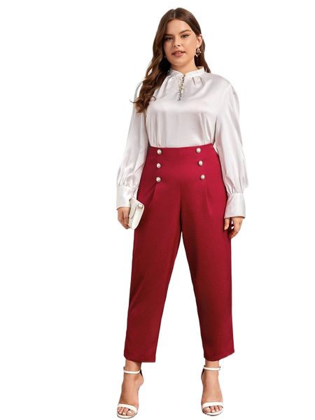 

plus double breasted tapered pants m0pr#, Black