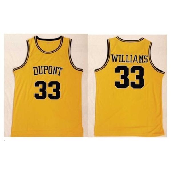 XFLSP Erkekler 33 Jason Williams DuPont Lisesi Sarı Basketbol Jersey Nakış Dikişli Erkek Formalar