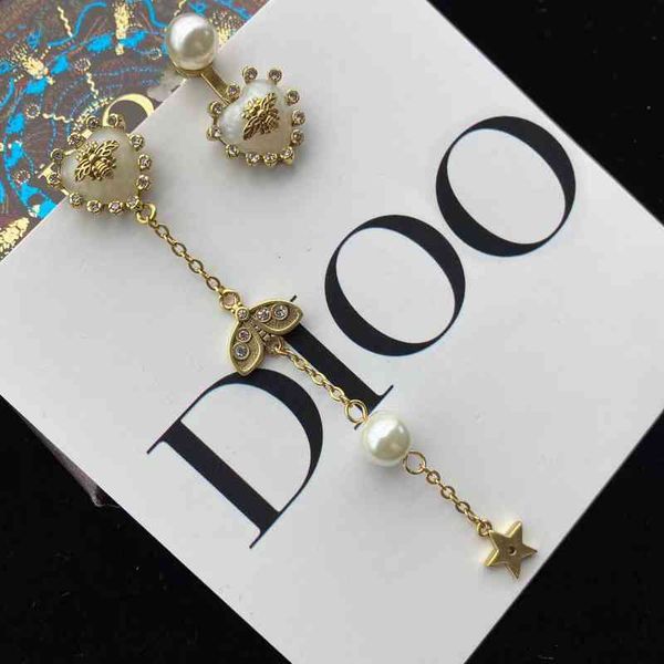 

2022 new heart-shaped tassel earrings female personalized brass earrings us design jewelry, Golden