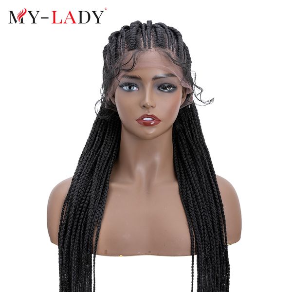 

costume accessories 25inches synthetic lace front wig cornrow braids black long for afro woman daily frontal headband braided wigs baby hair, Silver