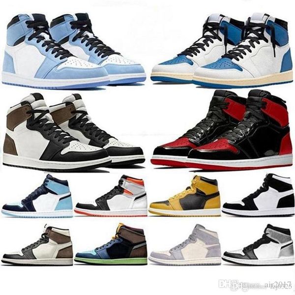 

jumpman boots 1 basketball shoes high men women og university blue fearless obsidian unc banned bred toe chicago red sport eur 36-46, Black