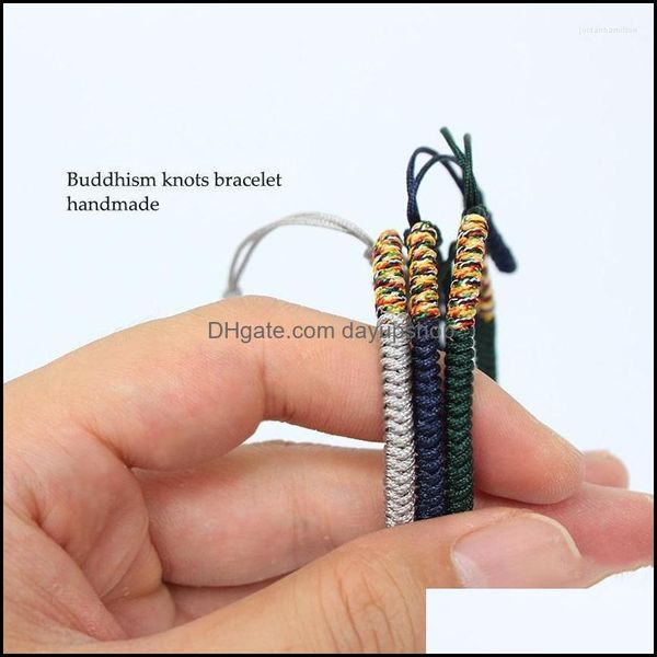 

link chain bracelets jewelry link lucky handmade buddhist knots rope bracelet 3pcs mti color buddha bangle for women men gift dhgoe, Black