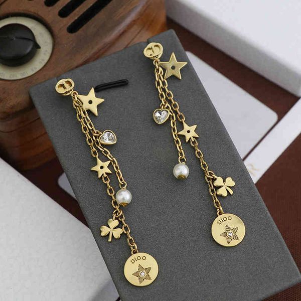 

2022 factory wholesale new earrings female dijia romantic su asymmetric pearl earrings, Golden