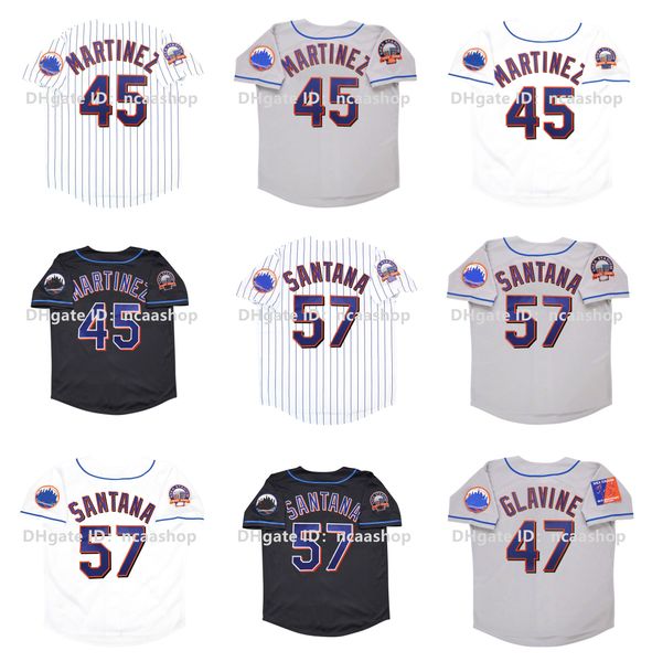 

vintage 2004 40th patch baseball jersey 45 pedro martinez 57 johan santana 47 tom glavine white black grey size s-xxxl