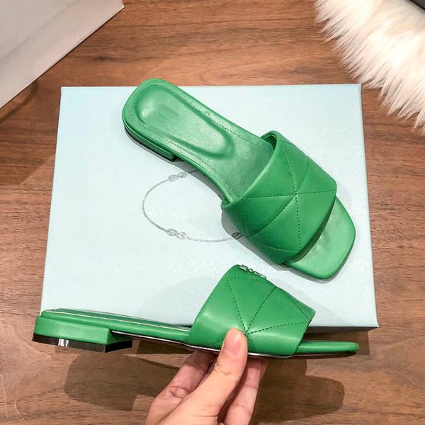 

womens flat slippers heels shoes leather sole retro green sandals designer platform slide lady mule classic black pink beach casual shoes ou