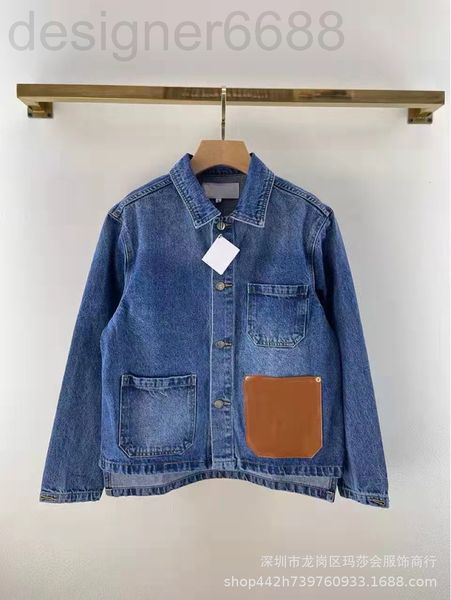 

women's jackets designer low family 21s autumn and winter pocket leather collage loose fashion denim jacket for men women 341e, Black;brown