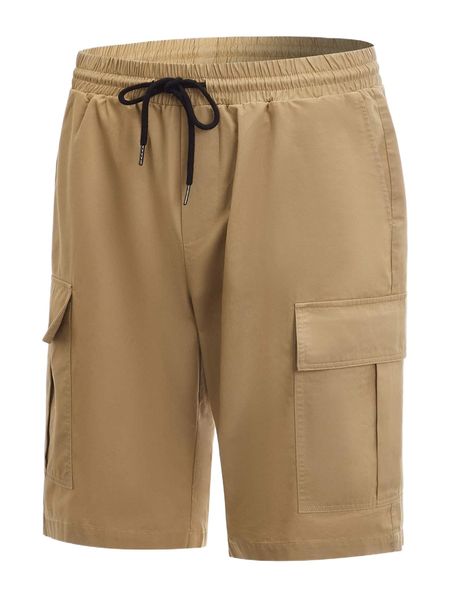 

men flap pocket side drawstring waist cargo shorts o1pt#, White;black