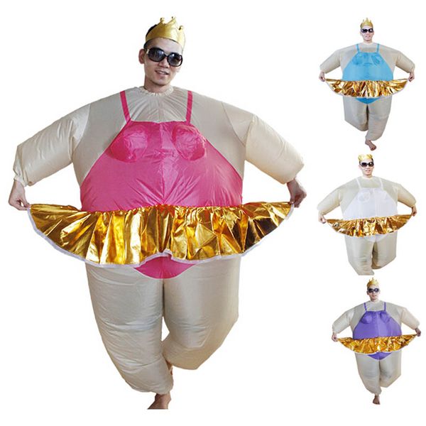 Costume della bambola della mascotte Costume della ballerina per gli uomini Donne Dance Dance Tiara Corona Costume gonfiabile Adulti Airblown divertente vestito grasso gonfiabile Defraces