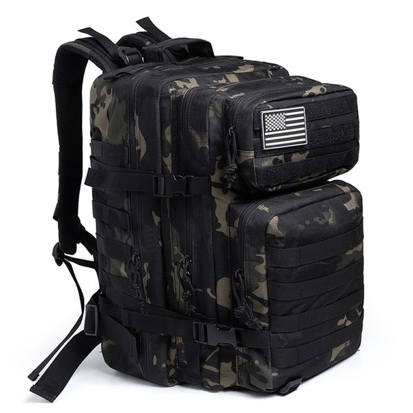 50L Camuflage Exército Mochila Men Bolsas táticas militares Assault Molle Backpack Hunting Trekking Rucksack Bug à prova d'água Bag 220728