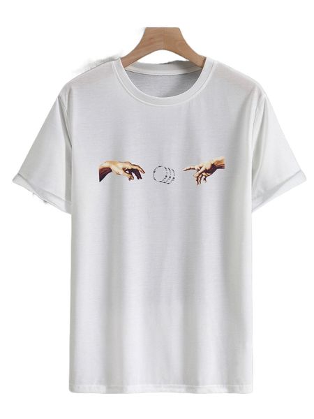 

men gesture & japanese letter graphic tee c1oc#, White;black