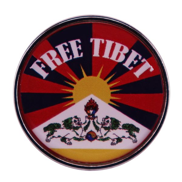 

tibetan flag banner sign tibet badge enamel pin buttons, Blue