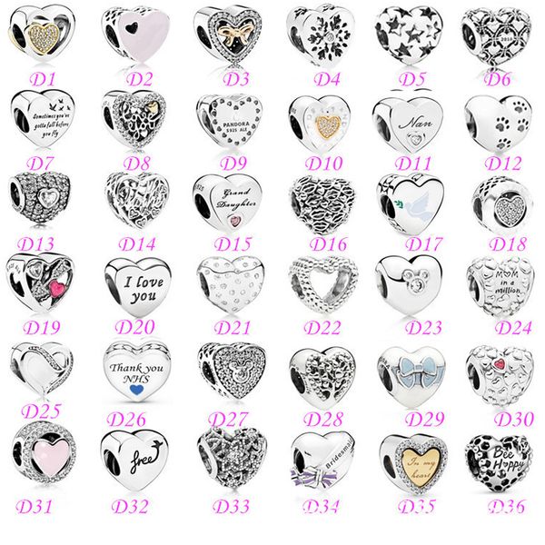 

love heart s925 sterling silver jewelry diy beads fits pandora ale charm for pandoras bracelets for women european rose gold bracelet&neckla, Black