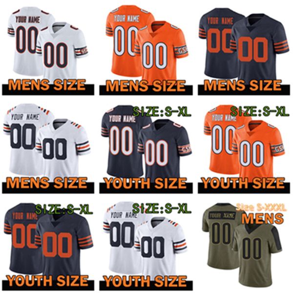

ncaa jersey chicago''bears''mens 1 justin fields football walter payton roquan smith darnell mooney akiem hicks allen ro, Black