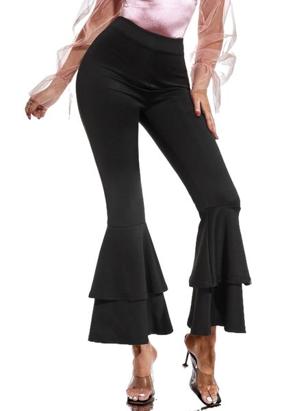 

sxy solid layered hem pants d8nr#, Black;white