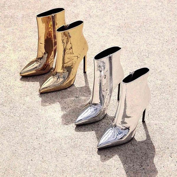 

boots spring and autumn fashion sequin high heels thin heel pointed short boots female martin side zipper, Black