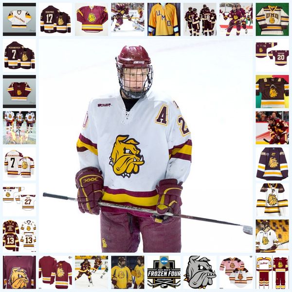 

ncaa custom umd minnesota duluth bulldogs stitched hockey jersey 32 guy gosselin 2 curt giles 32 chris lindberg 19 mike deangelis 16 brett h, Black