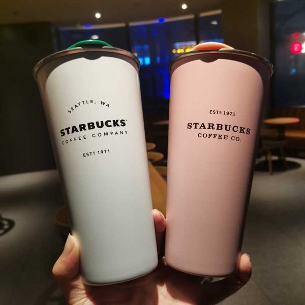 

pink insulated stainless steel desk simple female starbucks learning cup