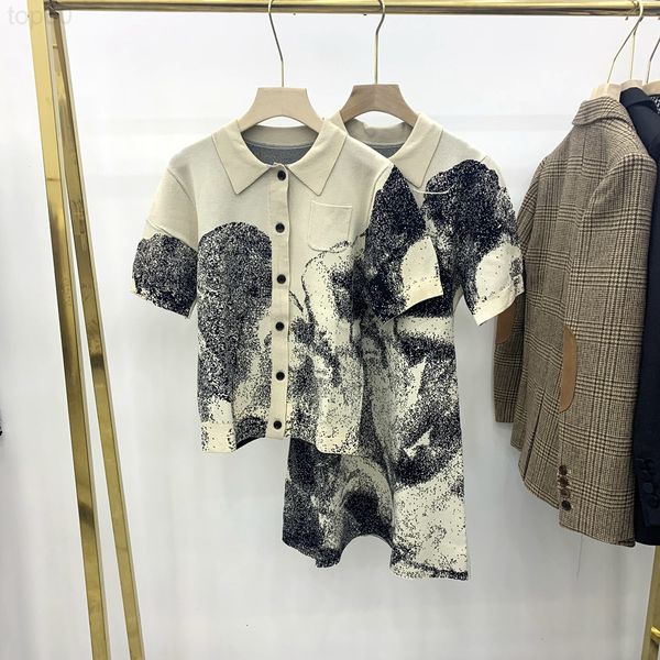 

women's t-shirt designer vivi ~ new fashionable chinese ink print lapel short sleeve knitted polo t-shirt + super a dresswml9 2002 luxu, White