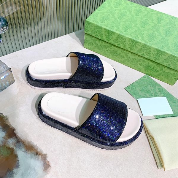 

2023 super mermaid glittering slippers italian design bottom comfortable women's summer sandal holiday out slippers, Black