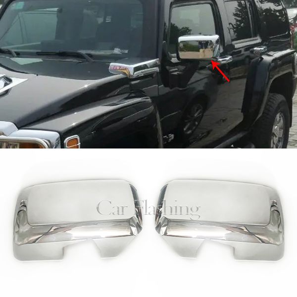 

2pcs side rear view mirror cover trim for hummer h3 h3t 2006 2007 2008 2009 2010 chrome rearview mirror covers cap house frame