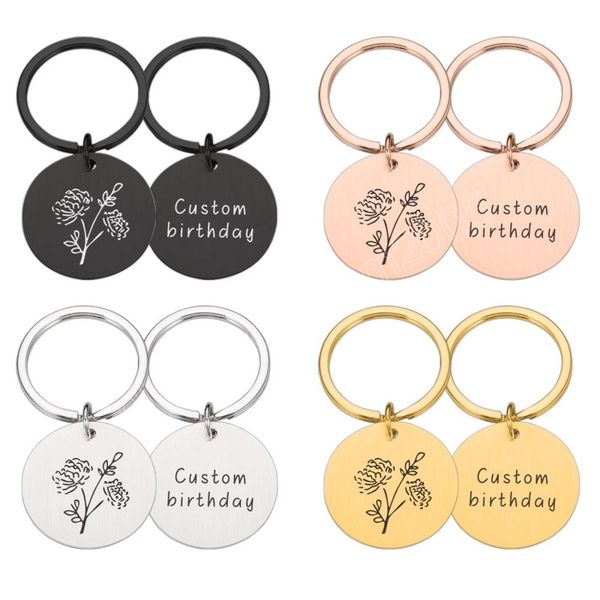 

personalized keychain gifts to boyfriend girlfriend custom key chain birthday flower pattern for love couple gift valentine's, Slivery;golden