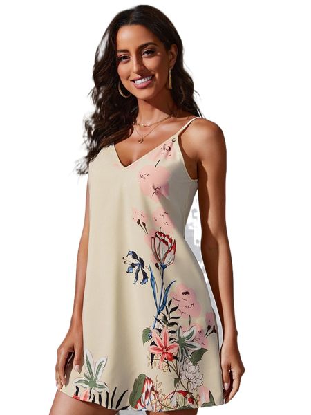 

floral print cami dress u8yp#, Black;gray