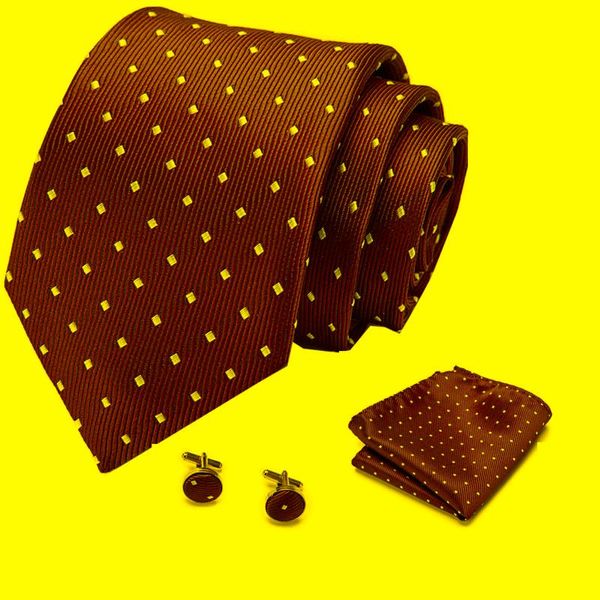 Fliegen Männer Krawatte Rot Polka Dot Qualität Hochzeit Für Einstecktuch Manschettenknopf Seide Set Designer BusinessBow