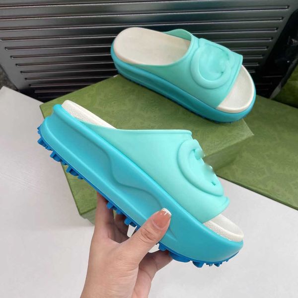 

fashion g women's designer sandals slide slippers flip flops platform wedge embroidery printing jelly rubber shoes high heels 35-41 258, Black