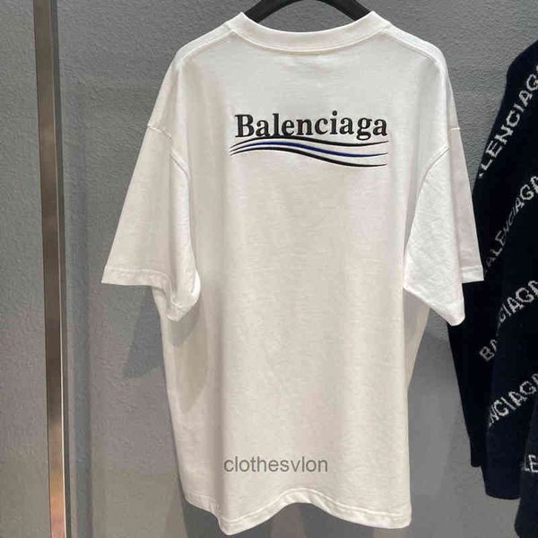 

european and american 2022 designer t shirts balencaigass trendy tshirt edition classic cola wave embroidery short sleeve letter, White;black
