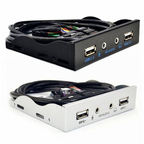 Компьютерные кабели разъемы 3,5 дюйма 9PIN до 2 USB 2.0 Port Hub Splitter Floppy Bay HD Audio 3,5 -мм разъема расширения на передней панели