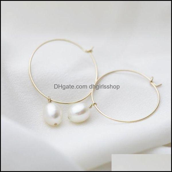 

hoop hie earrings jewelry 50mm gold filled natural pearls handmade circle drop delivery 2021 dhewg, Golden;silver