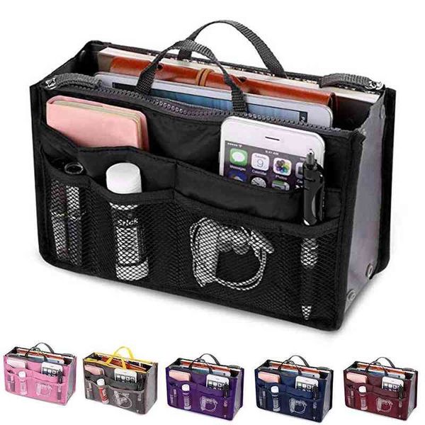 

nieuwe dames portable organizer bag multifunctionele travel compartiment handtas vrouwen eenvoudige rits opslag cosmetische tas 220611
