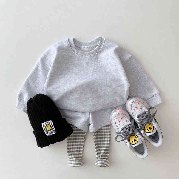 Koreanische Baby Kleidung Jungen Mädchen Candy Farbe Sweatshirts + Hosen 2 stücke Sets Trainingsanzüge Lässige Mode Kinder Kinder Kleidung Sets g220509