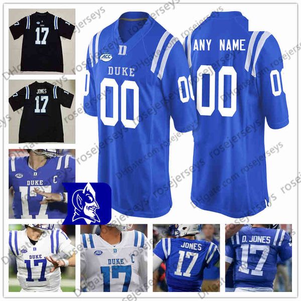 

custom duke blue devils football any name number royal black white #17 daniel jones 87 max mccaffrey 3 jamison crowder 2019 ncaa jersey