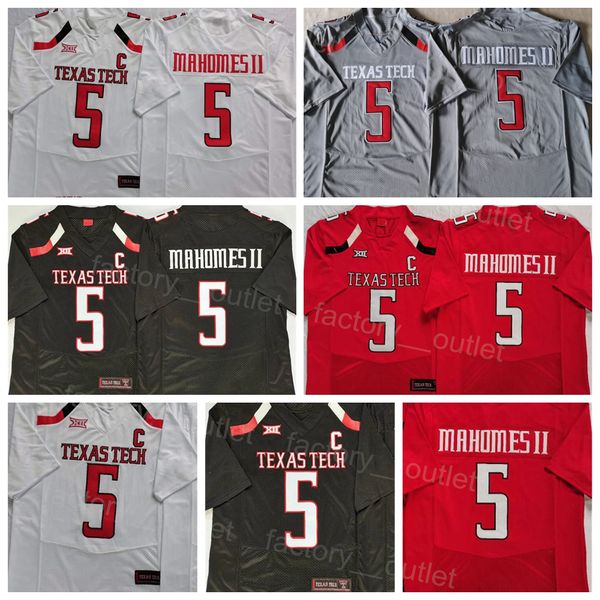

ncaa college texas tech red football 5 patrick mahomes ii jersey men university all stitched team color red black grey white for sport fans
