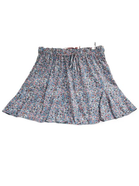 

plus ditsy floral print tie waist flare skirt n9dl#, Black