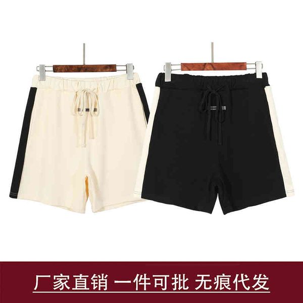 

right feel of god them high street fog color blocking side stripe casual pants shorts, White;black