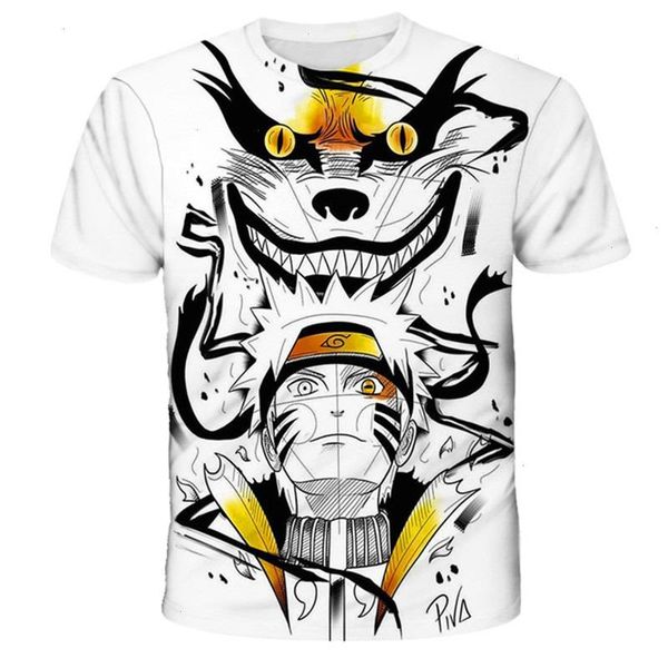 

t-shirt cartoon japanese anime summer polo shirt casual short sleeve mens naruto kakashi print 3d, White;black