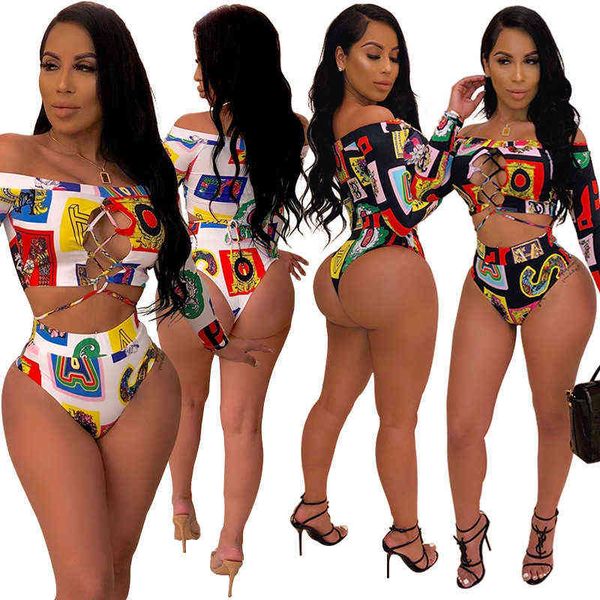 

new women's digital print swimsuit two piece set h3208, White;black