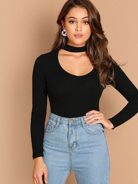 

v-cut neck ribbed knit tee p9s7#, White
