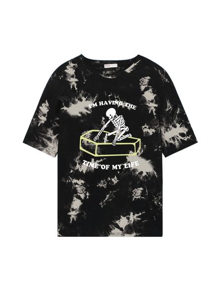 

romwe x stevenrhodes skull graphic tie dye tee y7sb#, White