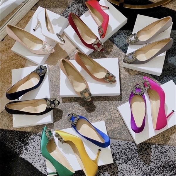 

women's shoes fashion ladies pumps luxury brands designers silk for women pointed toe classic high heels 220509, Black