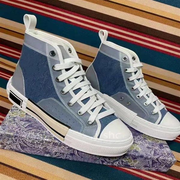 

designers shoes b23 casual mens boots sneakers womens brands fashion oblique high low canvas outdoor platform flat trainer 35-45 s238k, Black