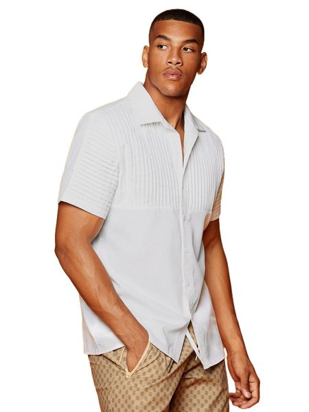 

men fold pleated shirt 89bt#, White;black